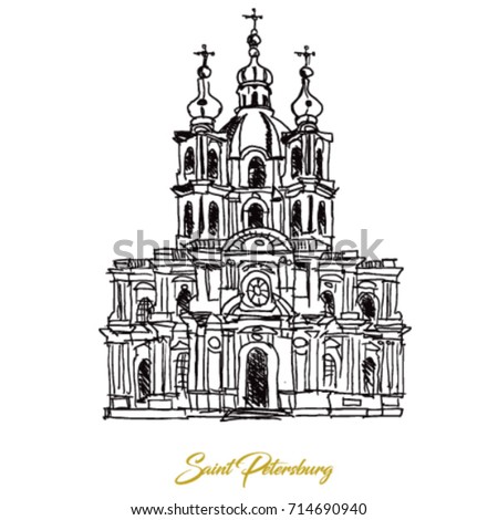 Saint Petersburg Russia Cathedral Vector Sketch Stock Vector 714690940 ...