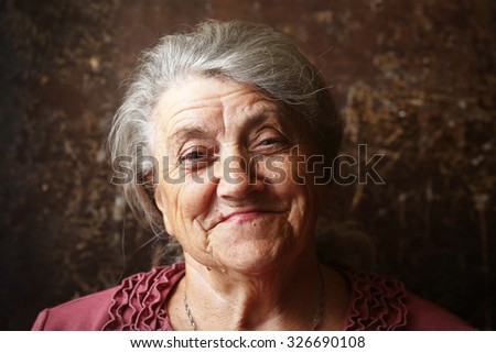 Happy granny face - stock photo