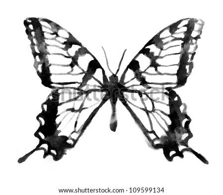 Watercolor Butterfly Hand Painted Stock Illustration 109600772 ...