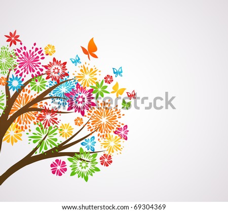 Flower Tree Background Stock Vector 69304369 - Shutterstock