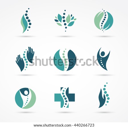 Chiropractic, massage, back pain and osteopathy icons
