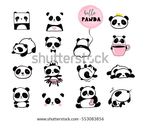 cute panda bear illustrations collection vector stock cute panda bear illustrations collection vector stock