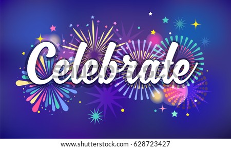 stock vector celebrate victory background banner design fireworks and celebration background 628723427