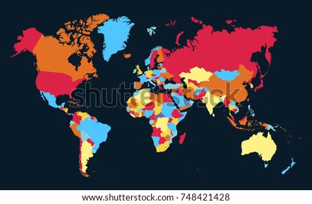 Green Red Yellow Brown World Map Stock Vector 385690123 - Shutterstock