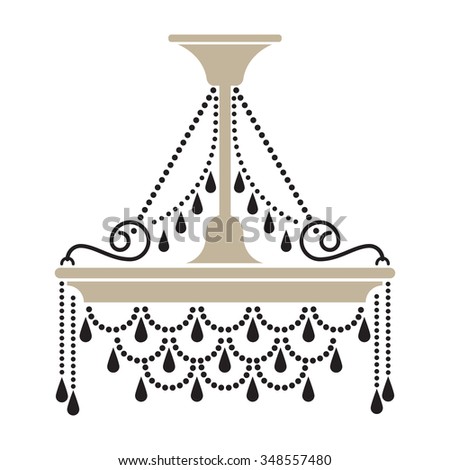 Crystal Chandelier Silhouette Isolated On White Background Crystal Chandelier Silhouette Isolated On White Background