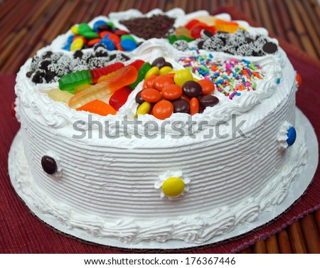Birthday Cake Traditional Frosted Stock Photo Royalty Birthday Cake A Traditional Frosted Decorated With Assorted Candy