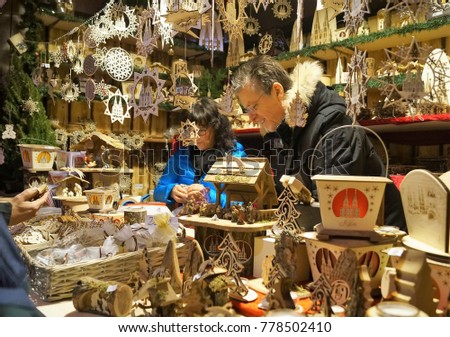 Cologne Germany December 16 2017 Handmade Crafts Vendor At The Christmas Market Cologne Germany December 16 2017 Handmade Crafts Vendor At The Christmas Market