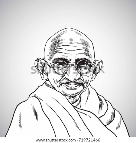 Mahatma Gandhi Vector Portrait Drawing Hand Stock Vector 719721466 ...