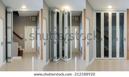Interior design of wooden staircase with folding doors : folding door - pezcame.com