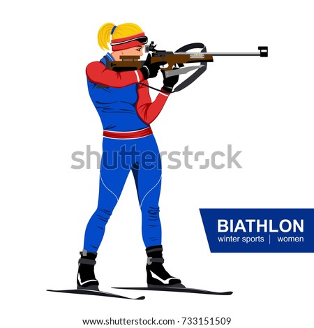 Biathlon Women Shooting Standing Vector Illustration ...