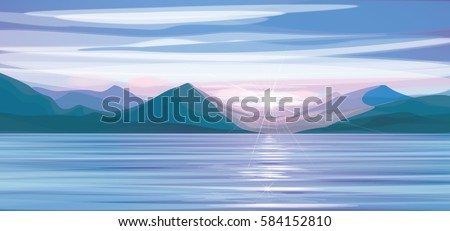 Handdrawing Silhouettes Mountains Design Stock Vector 144297184 ...