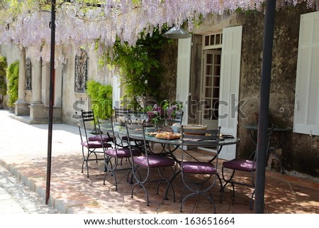 Outdoor Cafe Tables Umbrellas Places Set Stock Photo 17447590 ...