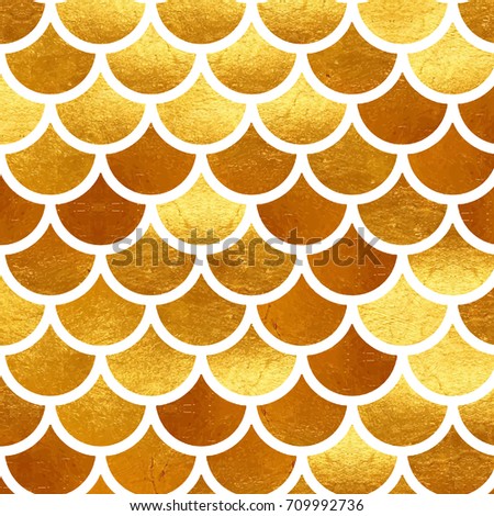 Mermaid Gold Scales Watercolor Fish Scales Stock Illustration 709992736 ...