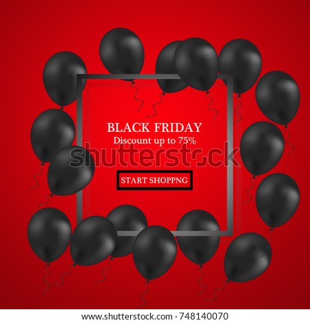 Black Friday Sale Poster Shiny Balloons Stock Vector 480690964