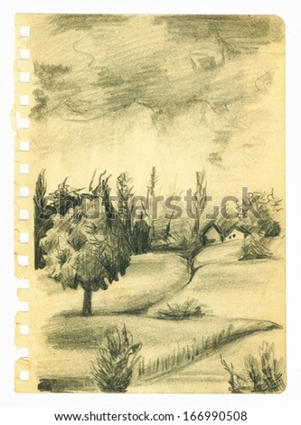 Chinese Landscape Painting Stock Illustration 74680342 