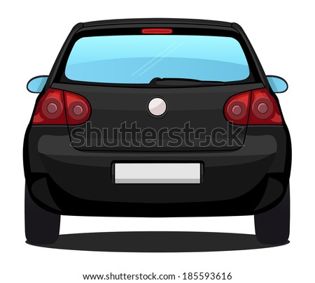 Vector Car Back View Black Car Stock Vector 185593616 - Shutterstock