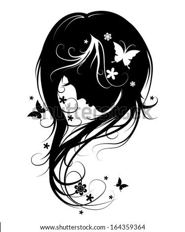 https://thumb1.shutterstock.com/display_pic_with_logo/1854104/164359364/stock-vector-background-with-silhouette-beautiful-girl-with-beautiful-flowers-and-butterflies-vector-and-flying-164359364.jpg