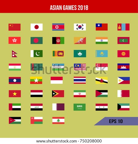 Asian Games Countries 2018 stock vector set of vector asian flags icon collection illustration all country 750208000 - Asian Games Countries 2018