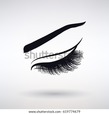 Icon Female Long Lash On Light Stock Vector 619774679 - Shutterstock