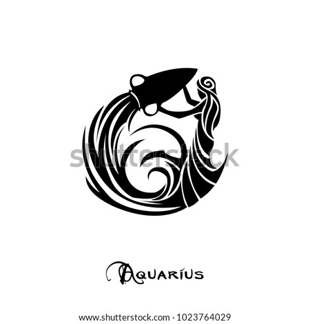 Aquarius Zodiac Sign Tattoo Art Vector Stock Vector 1023764029 ...