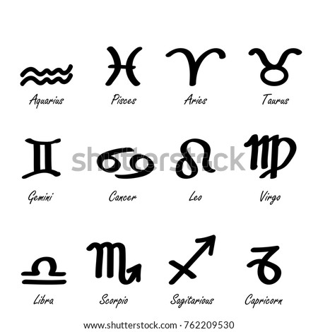 Zodiac Signs Stylized Hand Drawing Set Stock Vector 278458298 ...