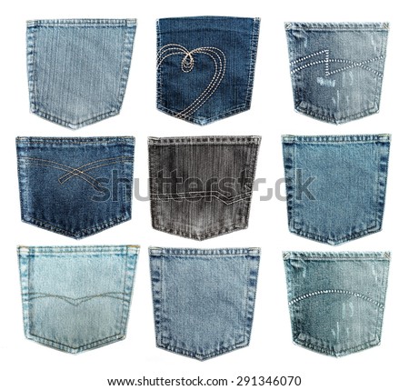 Collection Different Jeans Pocket Isolated On Stock Photo 78124681 ...