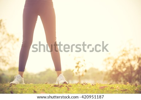 Women exercising.Women exercising in sunny bright light.Vintage color