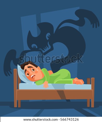 Frightened Man Character Woke Nightmare Ghost Stock Vector 566743126 ...