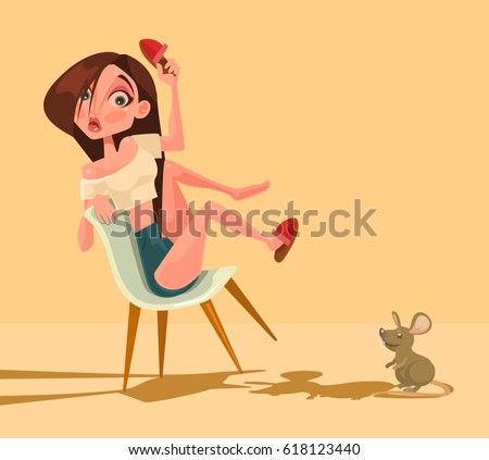 topless costa rican girls sexy woman scared by mouse