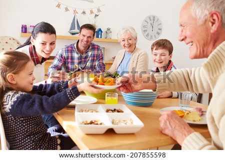 Multi Generation Family Eating Meal Around Stock Photo 284570258 ...