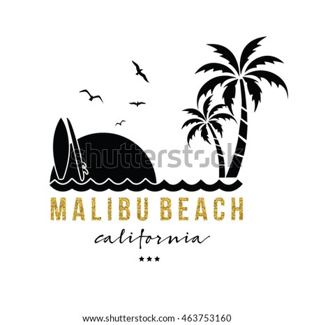 Sunset Surf Beach Vintage Beach Print Stock Vector 558877642 - Shutterstock