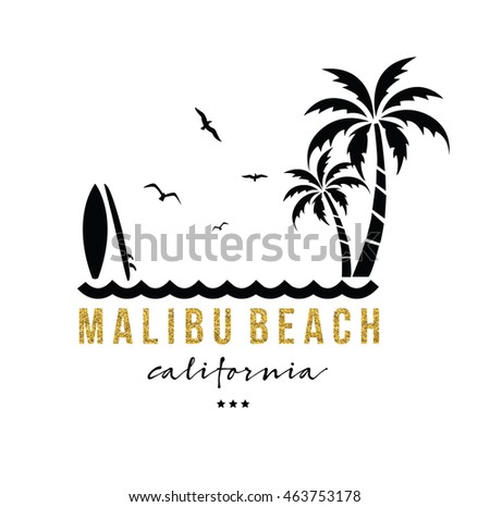 Sunset Surf Beach Vintage Beach Print Stock Vector 558877642 - Shutterstock