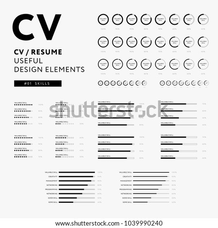 cv resume design elements set skills icons minimal vector black and white infographics - Elements Of A Resume cv resume design elements set skills icons minimal vector black and white infographics - Elements Of A Resume