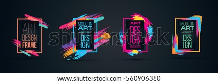 Vector frame for text Modern Art graphics for hipsters . dynamic frame stylish geometric black background with gold. element for design business cards, invitations, gift cards, flyers and brochures