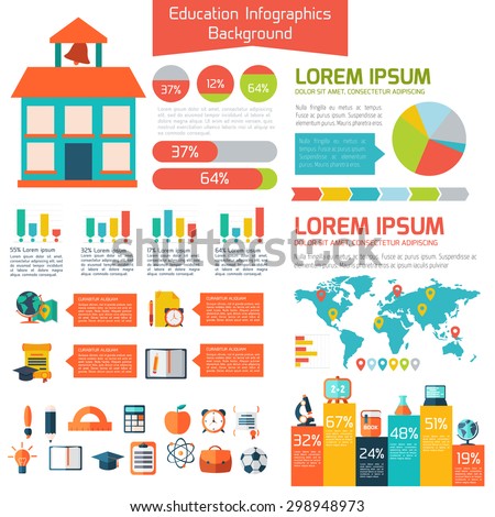 Infographic Ideas infographic template education : Flat Education Infographic Background Colorful Template Stock ...