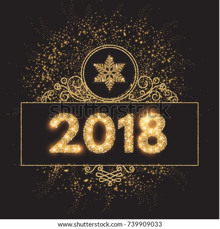 Happy New 2018 Year! Gold Shining Vintage Vignette Design. Vector illustration Happy New 2018 Year! Gold Shining Vintage Vignette Design. Vector illustration