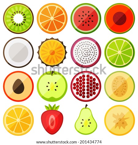flat icon fruits
