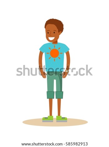 Download Little Happy Black Boy Jumping Cartoon Stock Vector ...