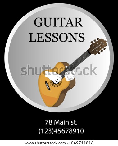 poster template guitar lessons vector illustration stock vector guitar lessons flyers