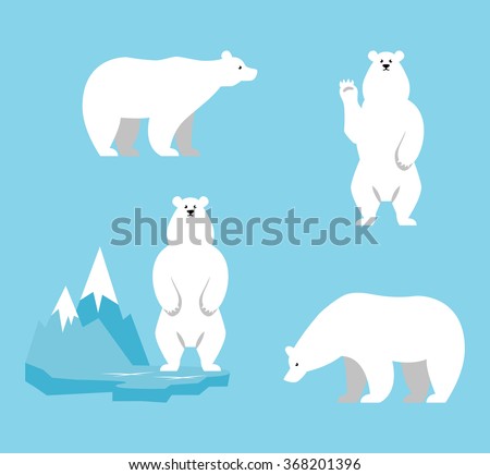 Polar Bears Collection Funny Cartoon Character Stock Vector 368201396 