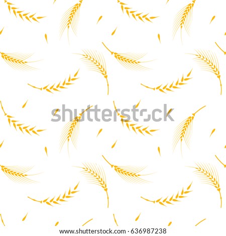 Vector seamless pattern illustration ears of wheat. Hand drawn bakery background. Whole grain, natural, organic background for bakery package, bread products.