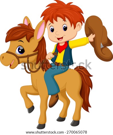Cute Little Boy Riding On Horse Stock Vector 54304942 - Shutterstock