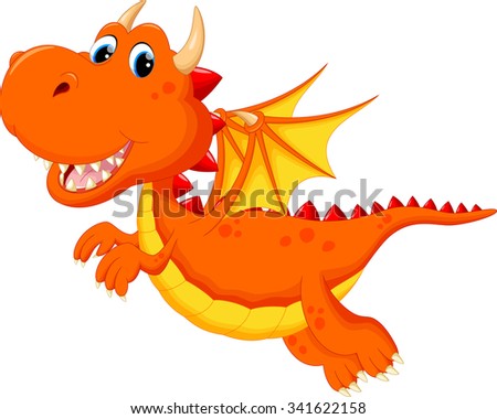 Cute Baby Dragon Flying Cartoon Stock Vector 203974198 - Shutterstock