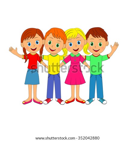 Boys Girls Hugging Each Other Smiling Stock Vector 352042880 - Shutterstock