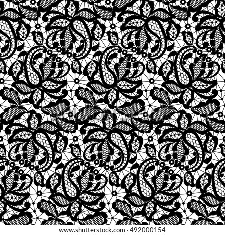 Lace Black Seamless Pattern Flowers On Stock Vector 136363901 ...