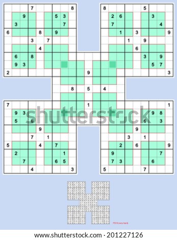 samurai sudoku five overlapping windoku puzzles stock