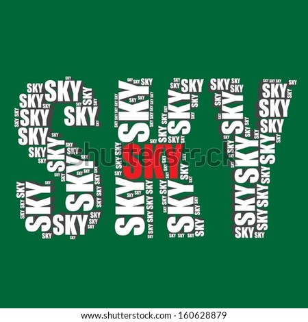 sky typography 3 d text word art image vectorielle de stock de