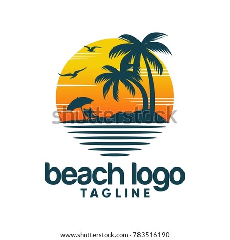 Beach Logo Design Vector Stock Vector (Royalty Free) 783516190