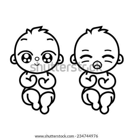 Newborn Little Twins Baby Smiling Small Stock Vector 234744976 ...