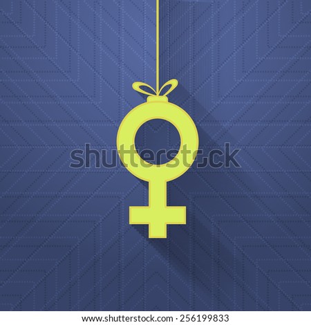 Flat Style Hanging Icon Female Women's Day Background